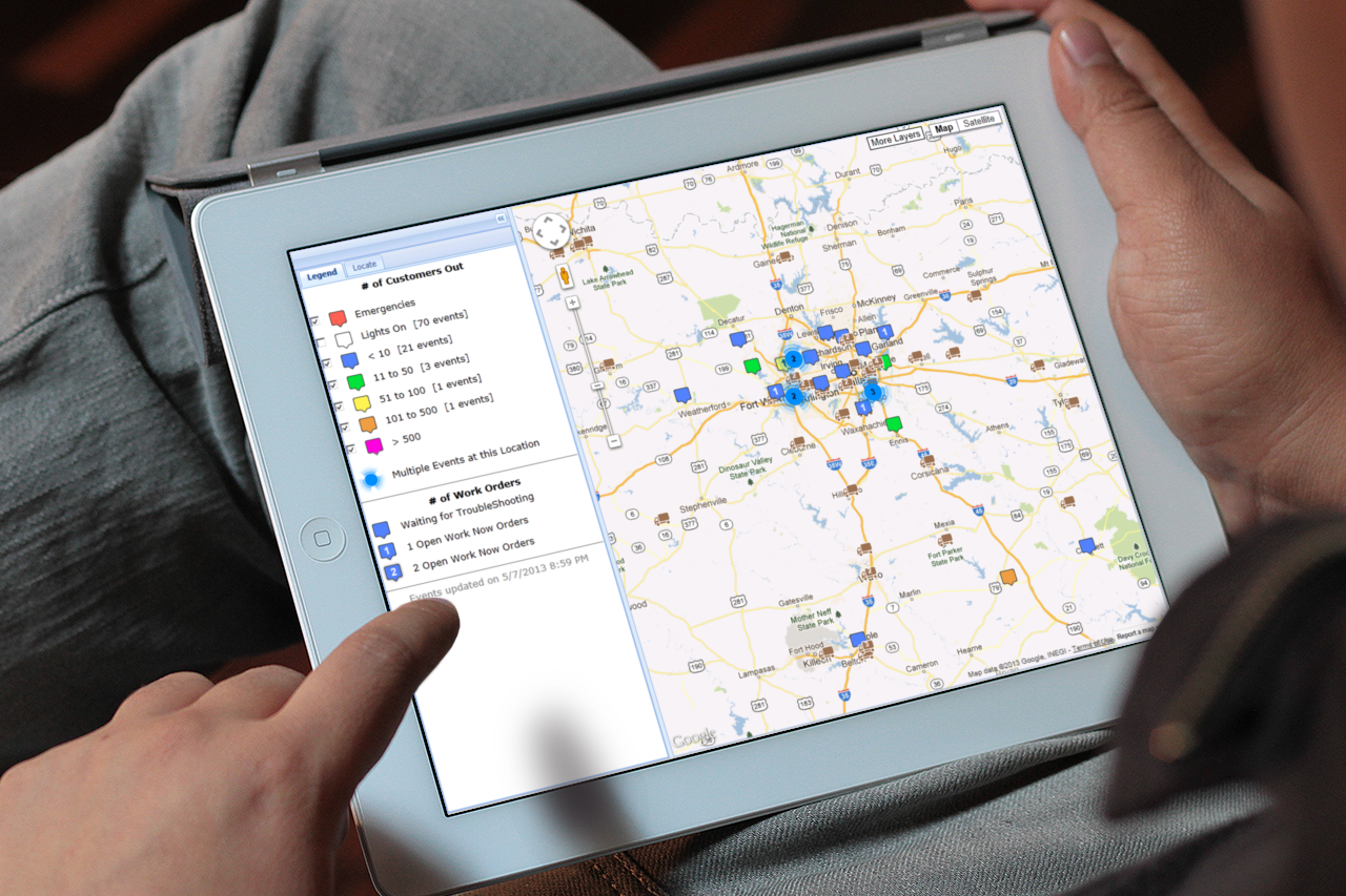 Oncor Crew Map on iPad